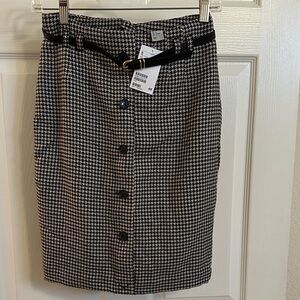 H&M Black and White Checkered Pencil Skirt